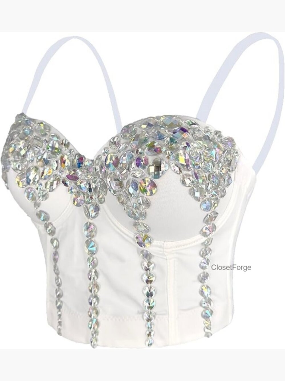 Sexy Rhinestone Gem Acrylic Bustier Corset Top Bra